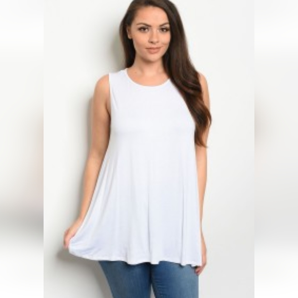 Elegant Sleeveless White Tank Flowy Rayon Spandex Tank Top | Layering Essential